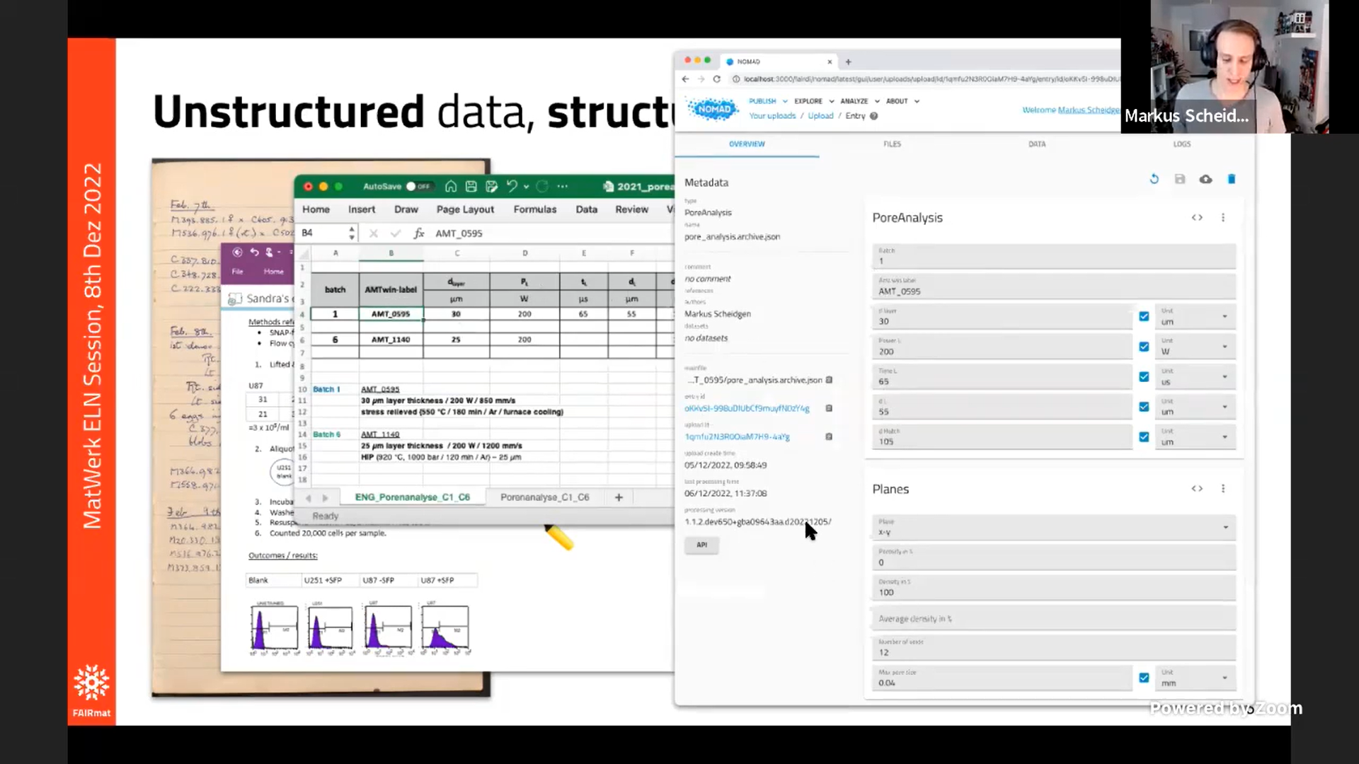 Structured data acquisation with NOMAD's ELN functions